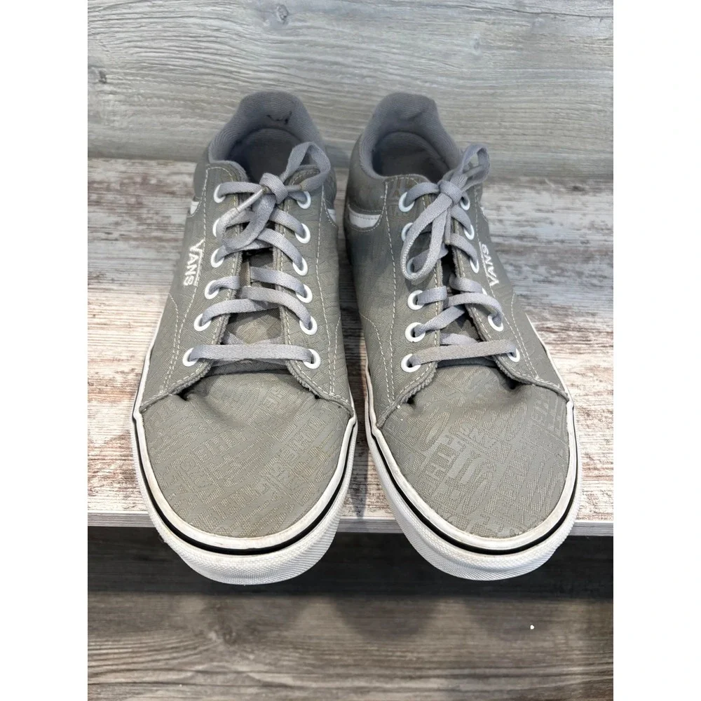 Vans Mens Low Top Sneakers Gray Textured Logo Casual Lace‎ Up Shoes Size 8